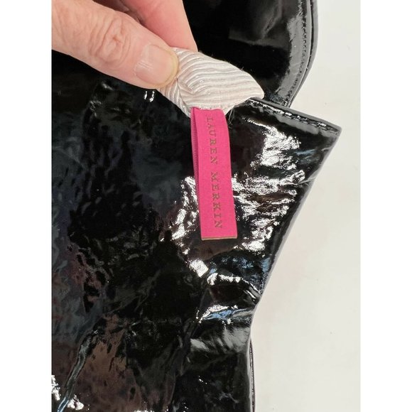 Lauren Merkin Womens Clutch Handbag Black Leather Snap Button M - Picture 12 of 12
